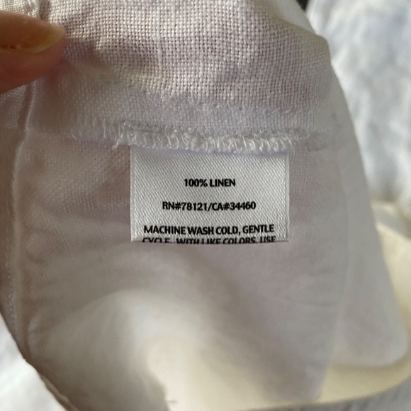 Eileen Fisher White Linen Trouser Zipper Pants - Picture 7 of 7